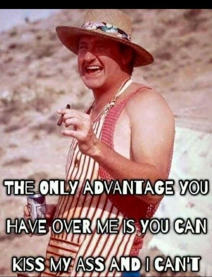 THE ONLY ADVANTAGE YOU HAVE OVER ME IS YOU CAN KISS MY ASS AND I CAN'T