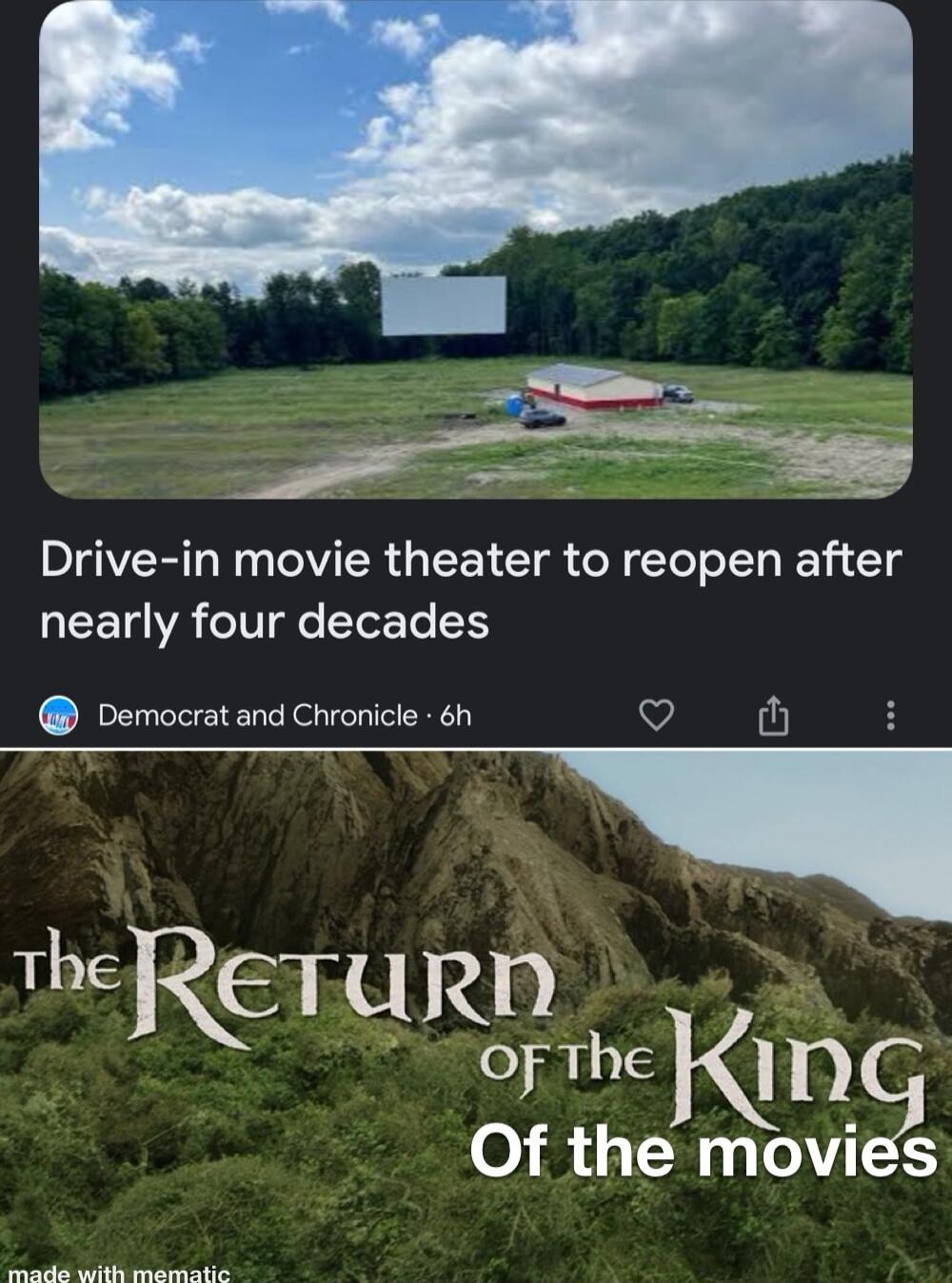 Drive in movie theater to reopen after nearly four decades Democrat and Chronicle 6h fii The GT u ORLE hp 0 theovi S e i