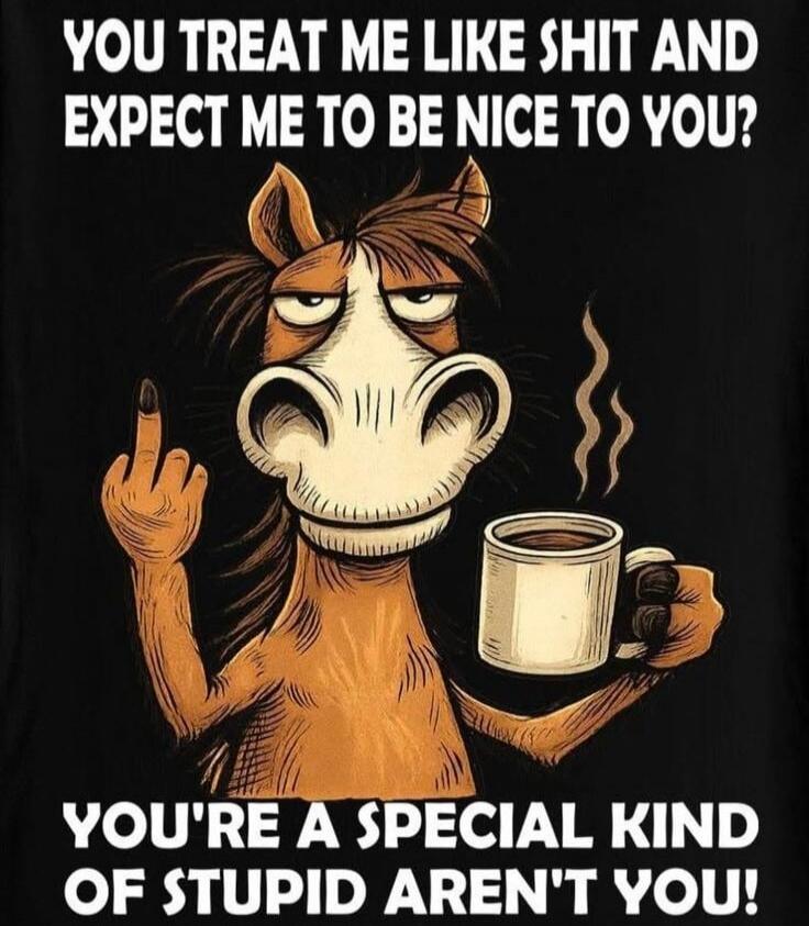 YOU TREAT ME LIKE SHIT AND EXPECT ME TO BE NICE TO YOU? YOU'RE A SPECIAL KIND OF STUPID AREN'T YOU!