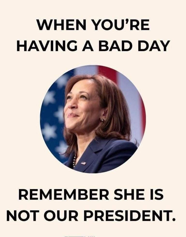WHEN YOU'RE HAVING A BAD DAY REMEMBER SHE IS NOT OUR PRESIDENT.