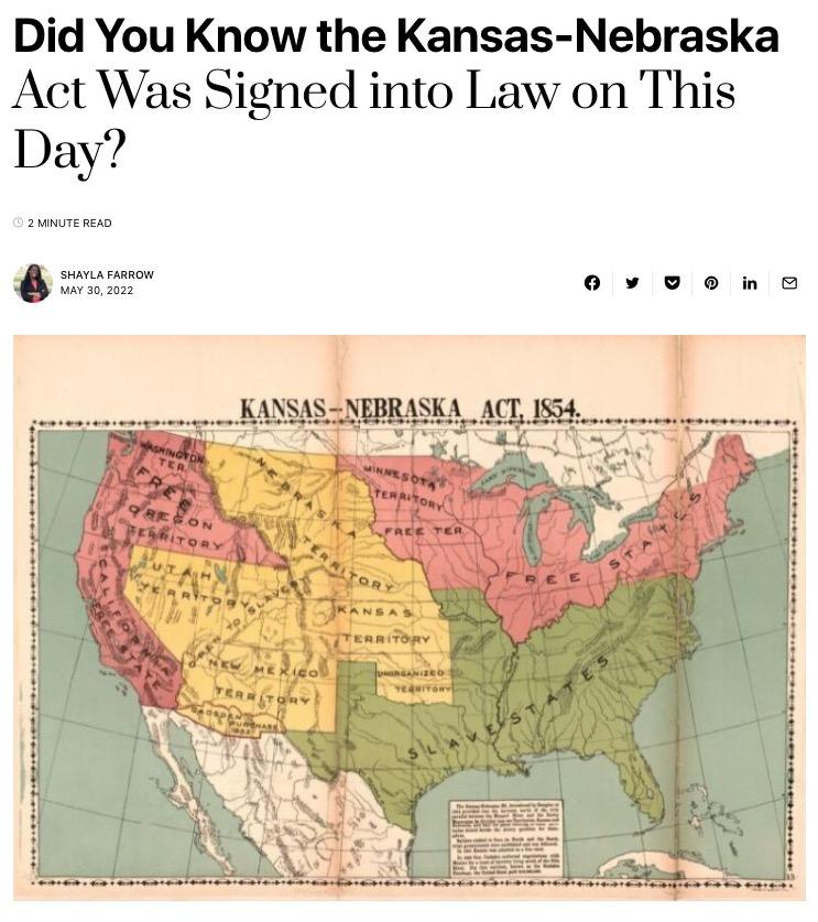 Did You Know the Kansas Nebraska Act Was Signed into Law on This Day 2 MINUTE READ 6voono