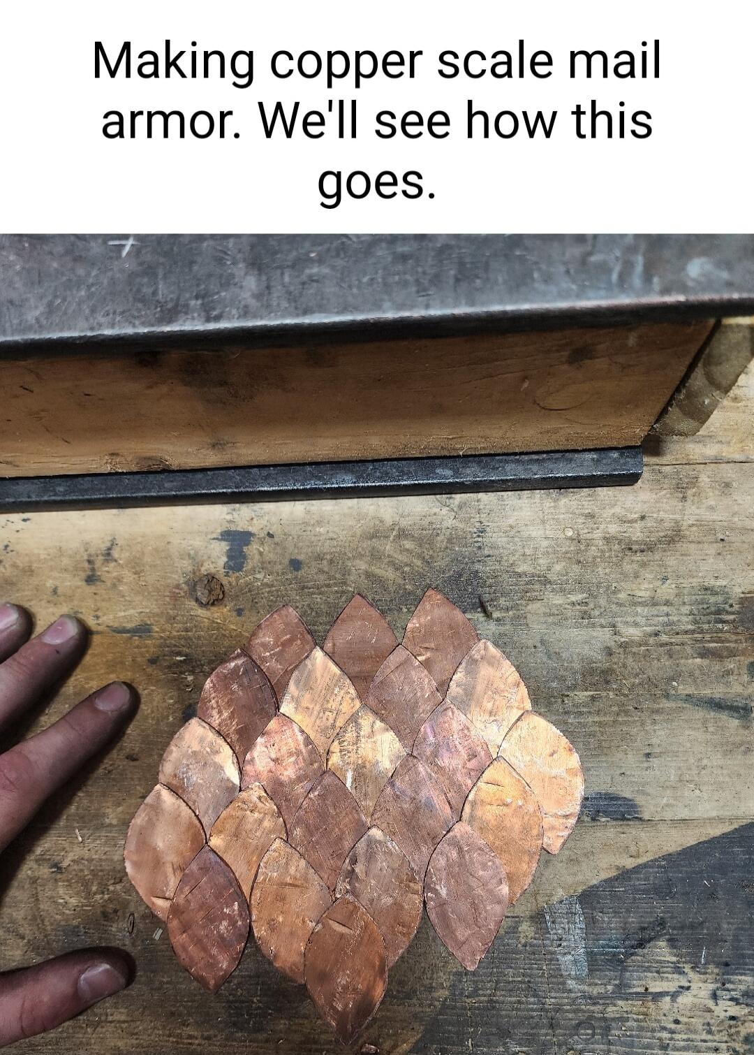 Making copper scale mail armor Well see how this goes