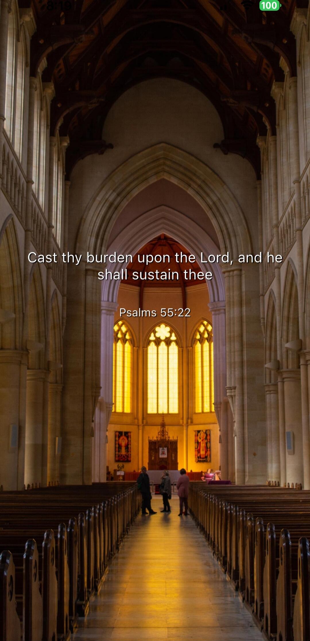 Cast thy burden upon the Lord, and he shall sustain thee
Psalms 55:22