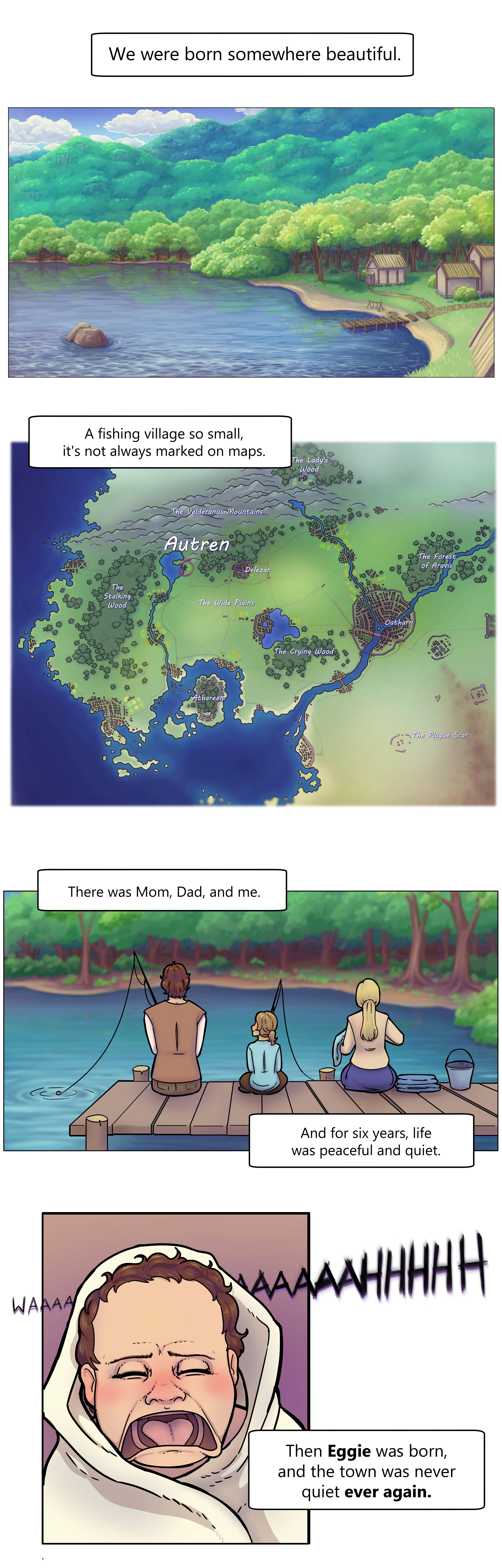 We were born somewhere beautiful Autren Then Eggie was born and the town was never quiet ever again