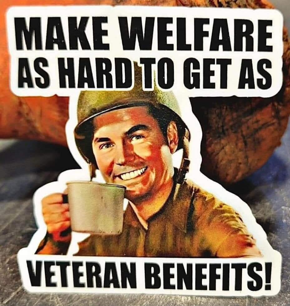 MAKE WELFARE AS HARD TO GET AS VETERAN BENEFITS!