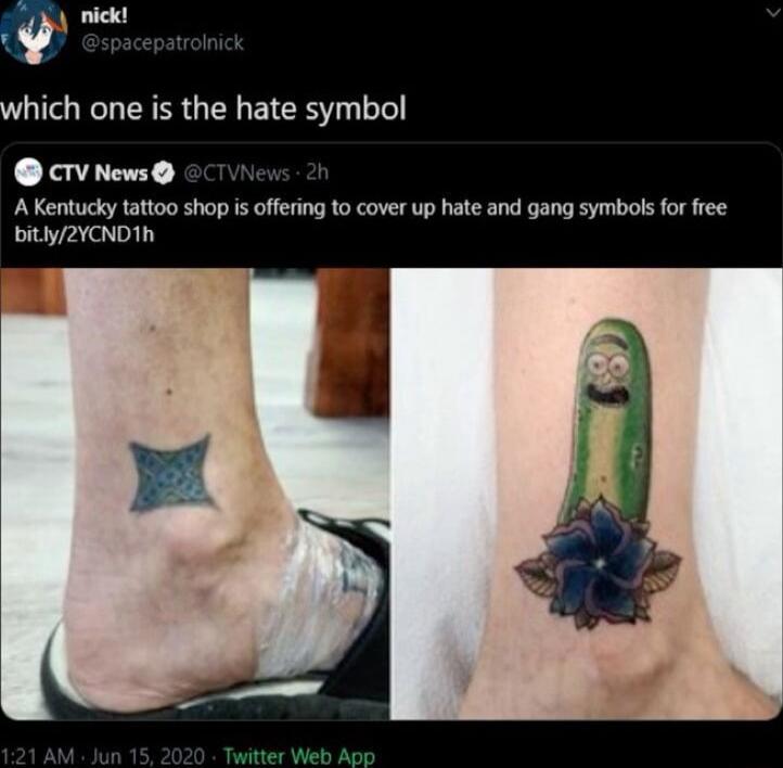 hich one i the hate symbol CTVNews A Kentucky tattoo shop s offering to cover up hate and gang symbols for free bitly2YCNDTh