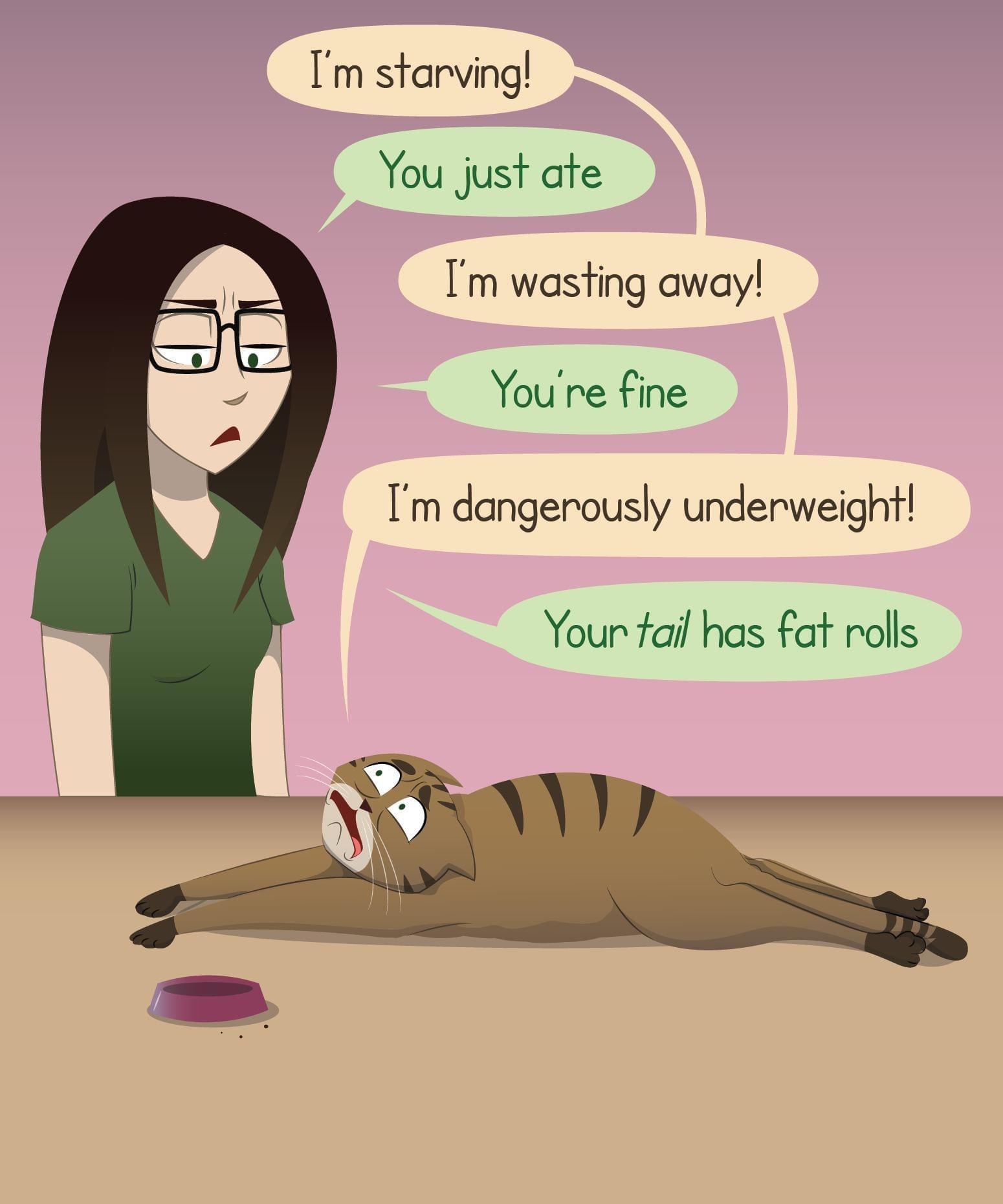 Im starving You just ate Im wasting away Youre fine Im dangerously underweight Your fail has fat rolls pizzacokecomic patreoncomipizzacakecomic pizzacakecomiccom