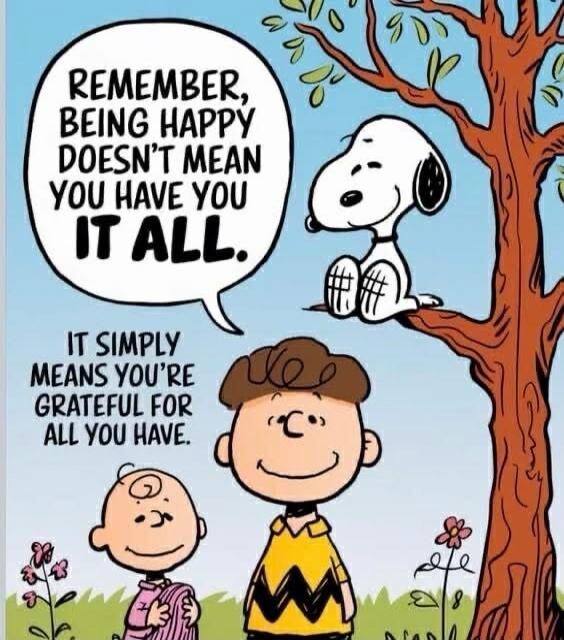 REMEMBER, BEING HAPPY DOESN'T MEAN YOU HAVE TO IT ALL. IT SIMPLY MEANS YOU'RE GRATEFUL FOR ALL YOU HAVE.