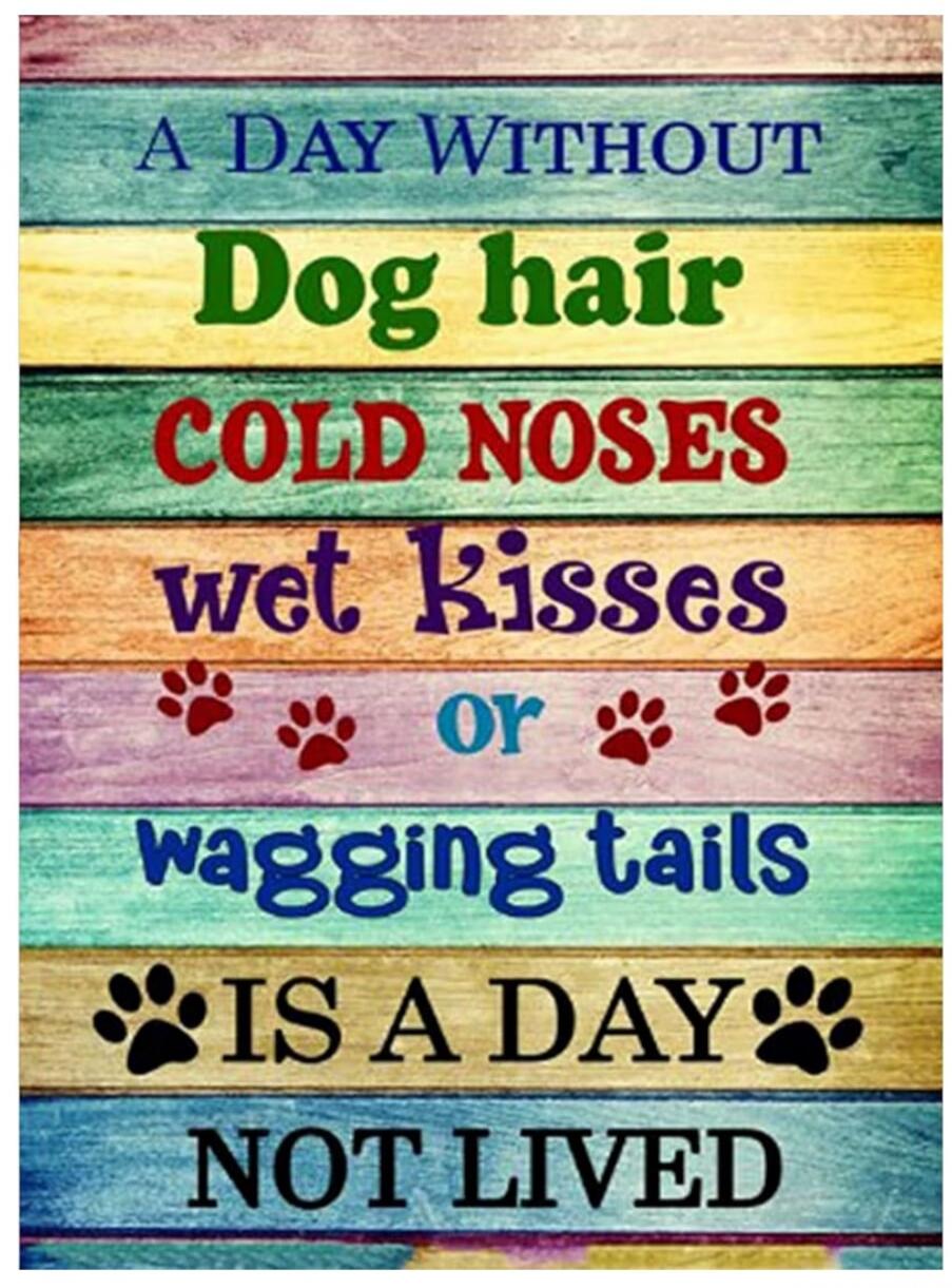 A DAY WITHOUT Dog hair COLD NOSES wet Kisses or wagging tails IS A DAY NOT LIVED