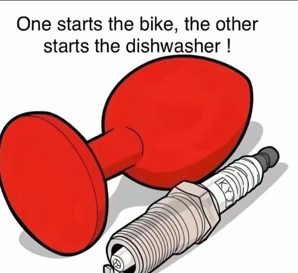 One starts the bike, the other starts the dishwasher!