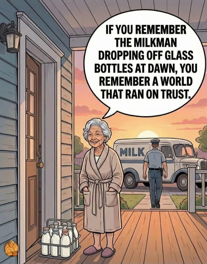 IF YOU REMEMBER THE MILKMAN DROPPING OFF GLASS BOTTLES AT DAWN, YOU REMEMBER A WORLD THAT RAN ON TRUST.