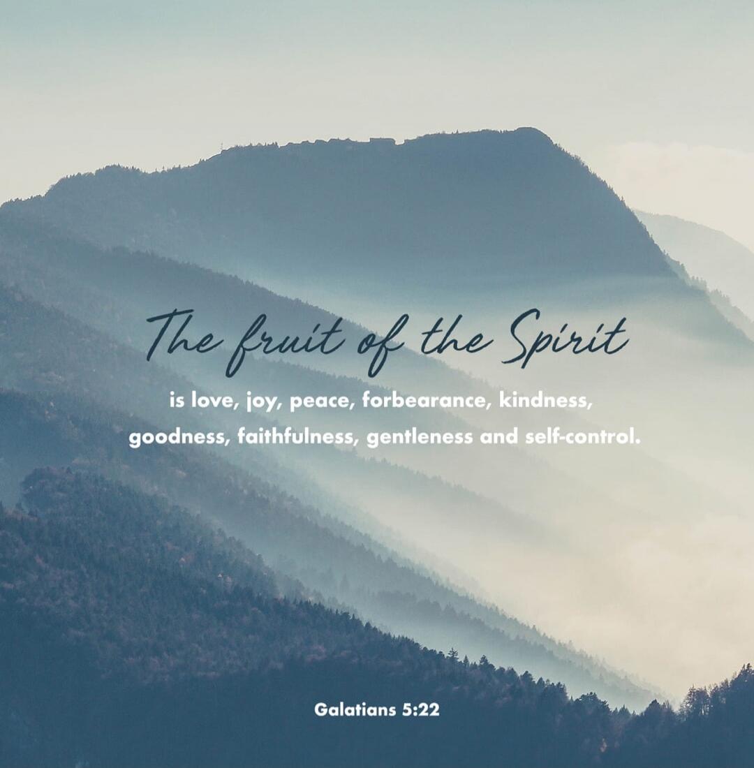 The fruit of the Spirit is love, joy, peace, forbearance, kindness, goodness, faithfulness, gentleness and self-control. Galatians 5:22