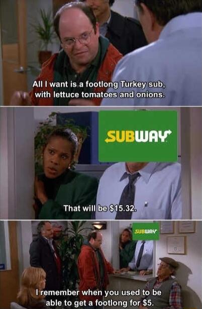 I remember when you used to l able to get a footlong for 5