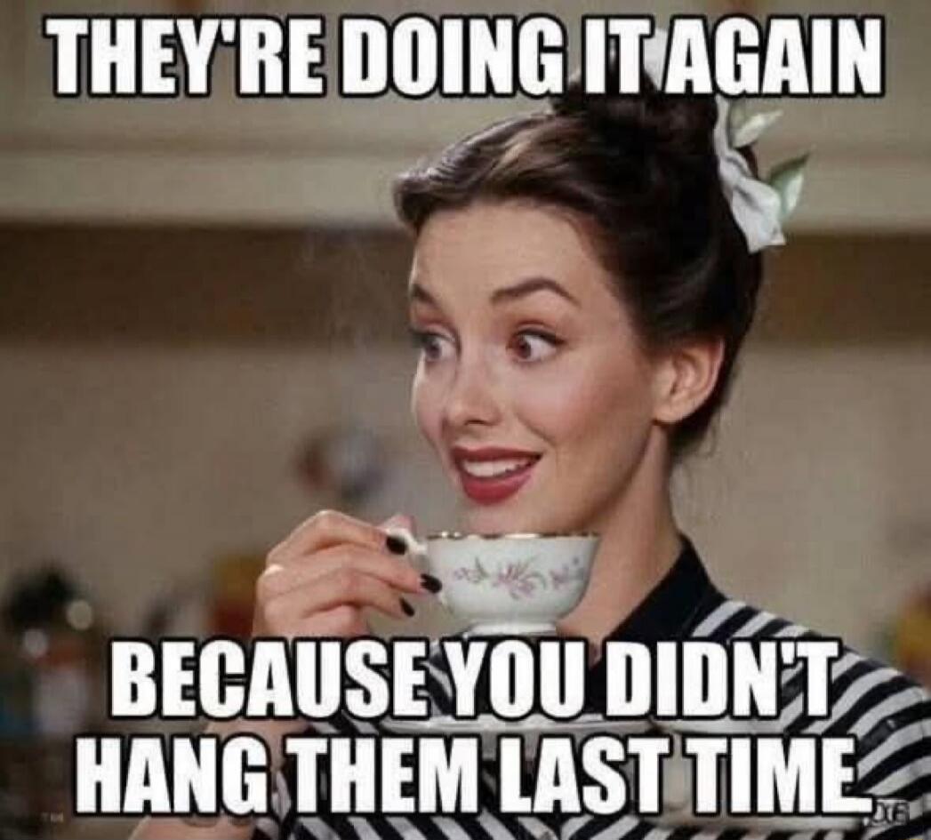 THEY'RE DOING IT AGAIN BECAUSE YOU DIDN'T HANG THEM LAST TIME