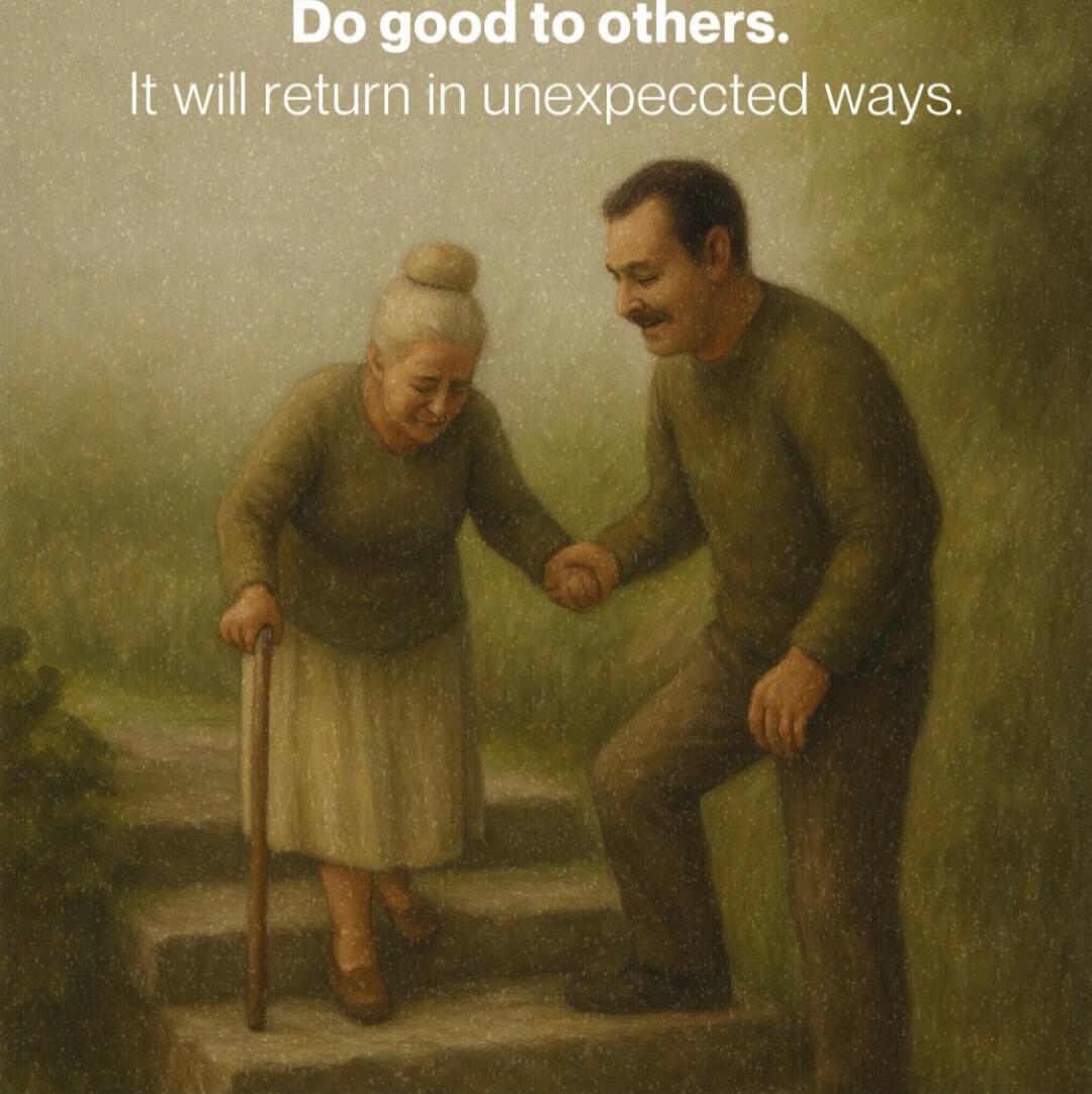 Do good to others. It will return in unexpected ways.