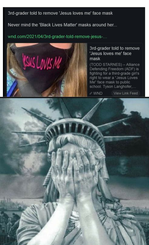 3rd grader told to remove Jesus loves me face mask Never mind the Black Lives Matter masks around her 3rd grader told to remove Jesus loves me face mask T