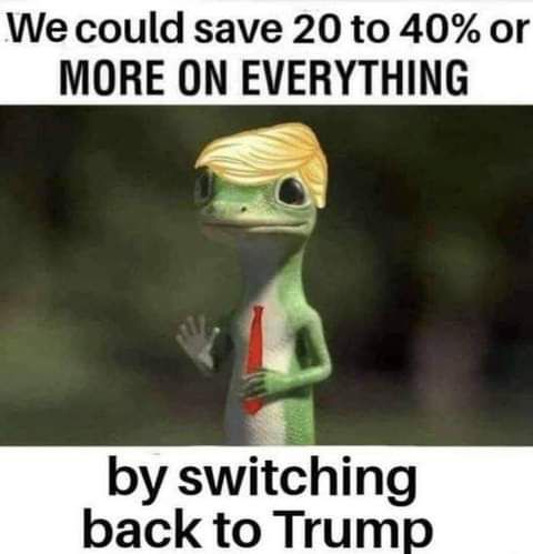 We could save 20 to 40 or MORE ON EVERYTHING S 1 e n by swifching back to Trump