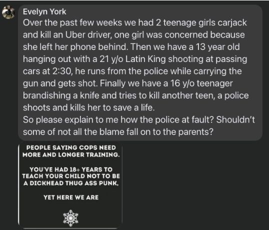 Evelyn York OIIR NGRS CVANEE SRR T A CEL ET LY l R eI and kill an Uber driver one girl was concerned because she left her phone behind Then we have a 13 year old hanging out with a 21 yo Latin King shooting at passing cars at 230 he runs from the police while carrying the gun and gets shot Finally we have a 16 yo teenager brandishing a knife and tries to kill another teen a police shoots and kills