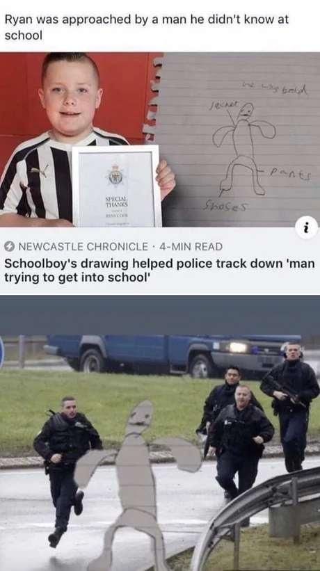 Ryan was approached by a man he didnt know at school NEWCASTLE CHRONICLE 4 MIN READ Schoolboys drawing helped police track down man trying to get into school