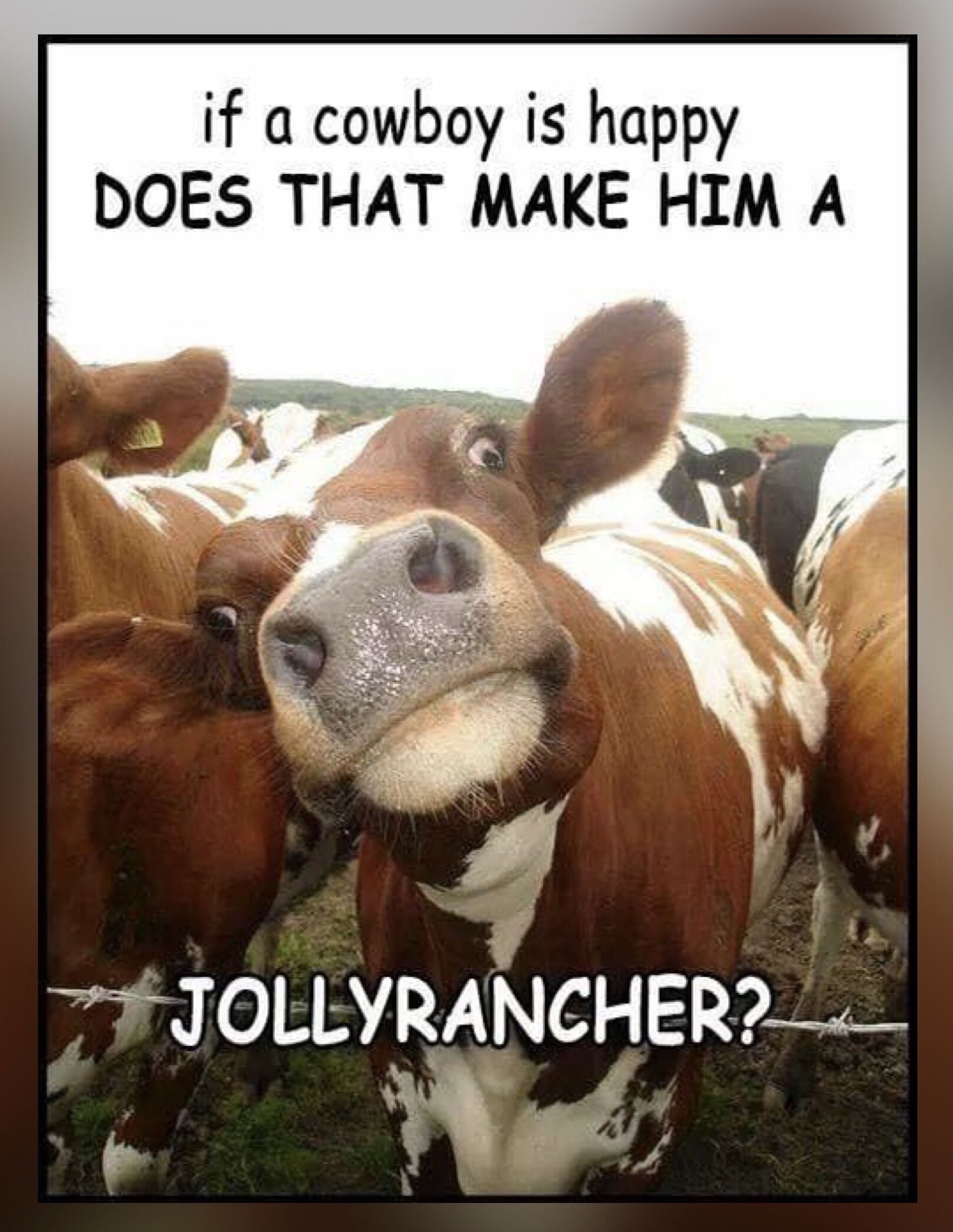 if a cowboy is happy DOES THAT MAKE HIM A JOLLYRANCHER_ r