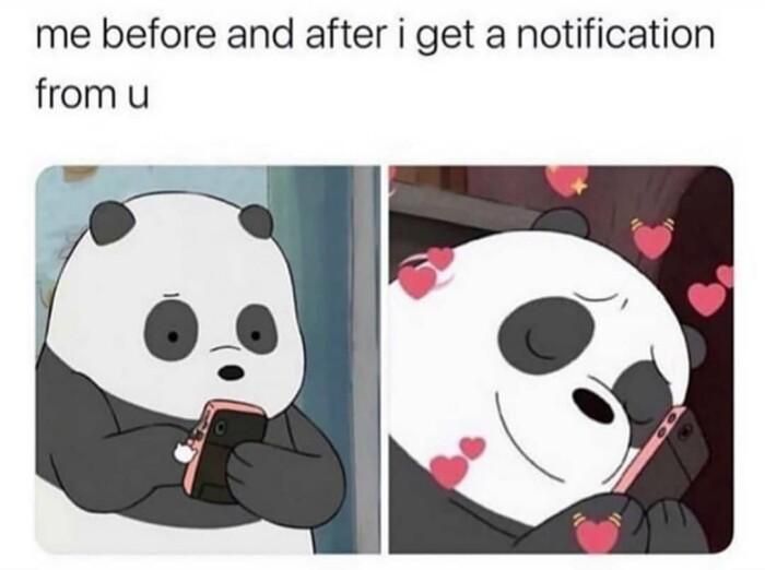 me before and after i get a notification fromu
