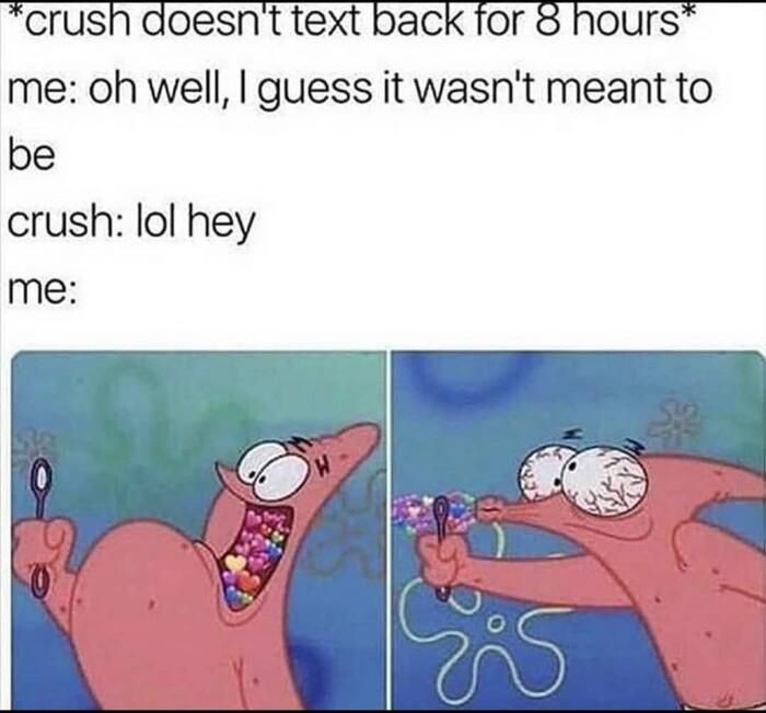 crush doesnt text back for 3 hours me oh well guess it wasnt meant to be crush lol hey