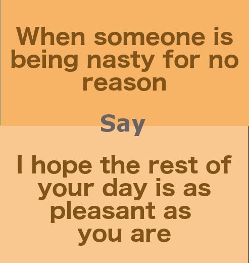 When someone is being nasty for no reason Say hope the rest of your day is as pleasant as you are