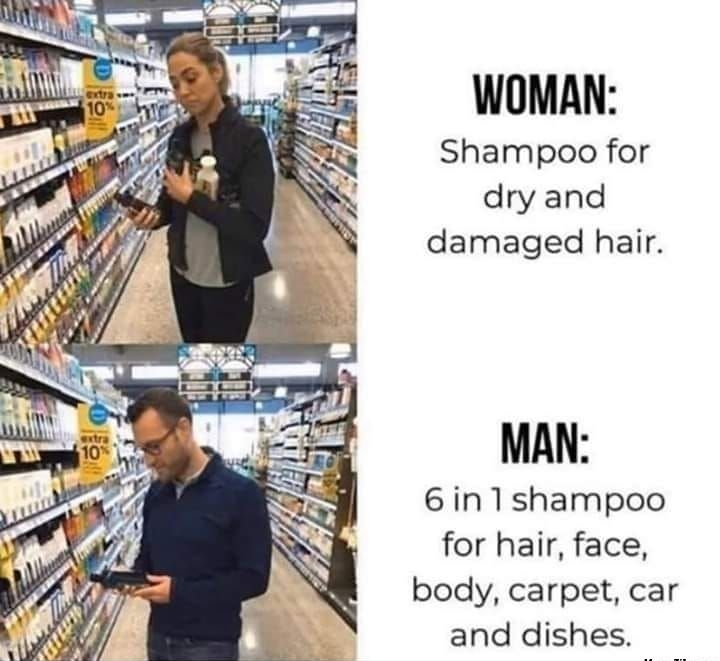 WOMAN Shampoo for dry and damaged hair MAN 6in1shampoo for hair face body carpet car and dishes