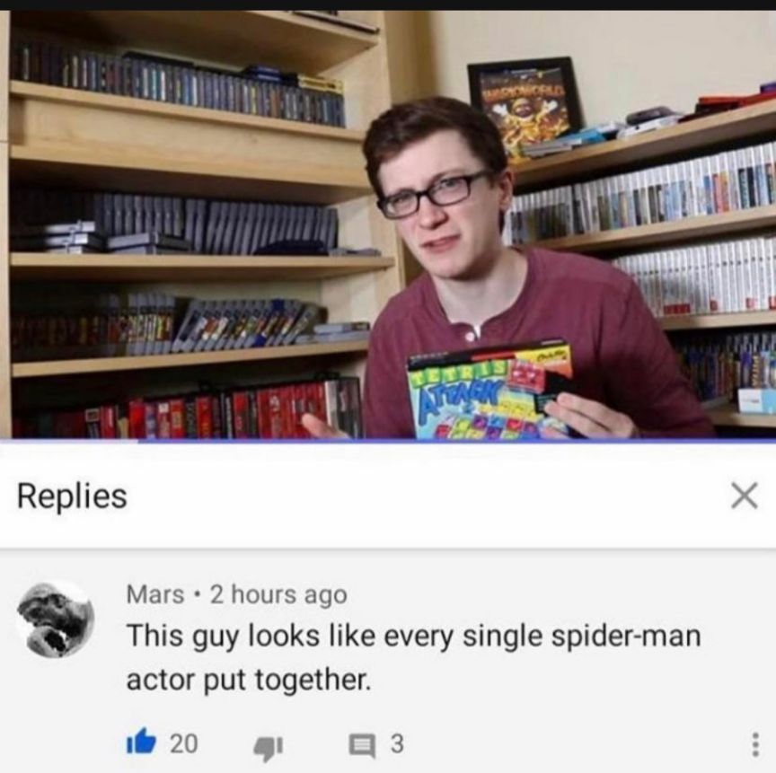 Replies Mars 2 hours ago This guy looks like every single spider man actor put together w20 g 23