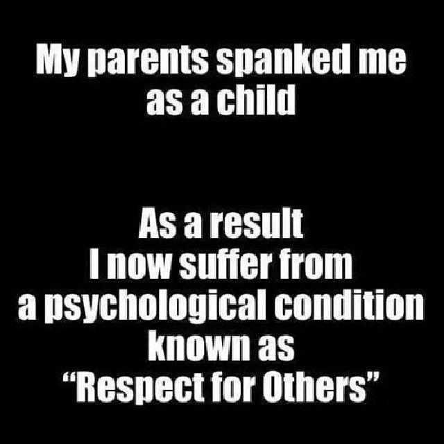 My parents spanked me as a child As aresult I now suffer from a psychological condition LUV Resnpect for Others