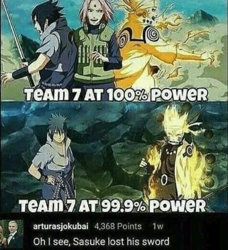 fibt _TeAm 7 AT 1002 arturasjokubai 4368 Points 1w i Oh see Sasuke lost his sword