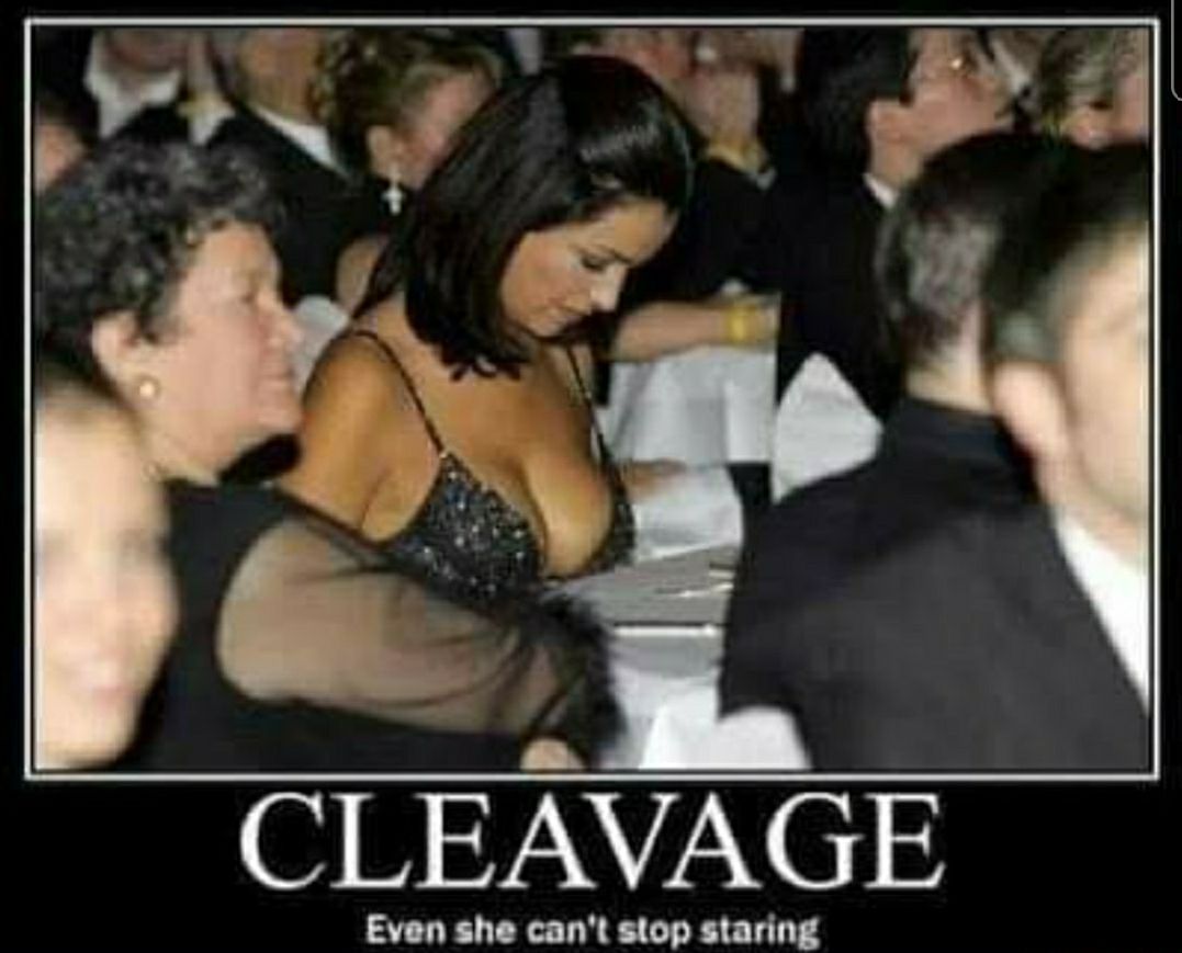 CLEAVAGE Even she cant stop staring