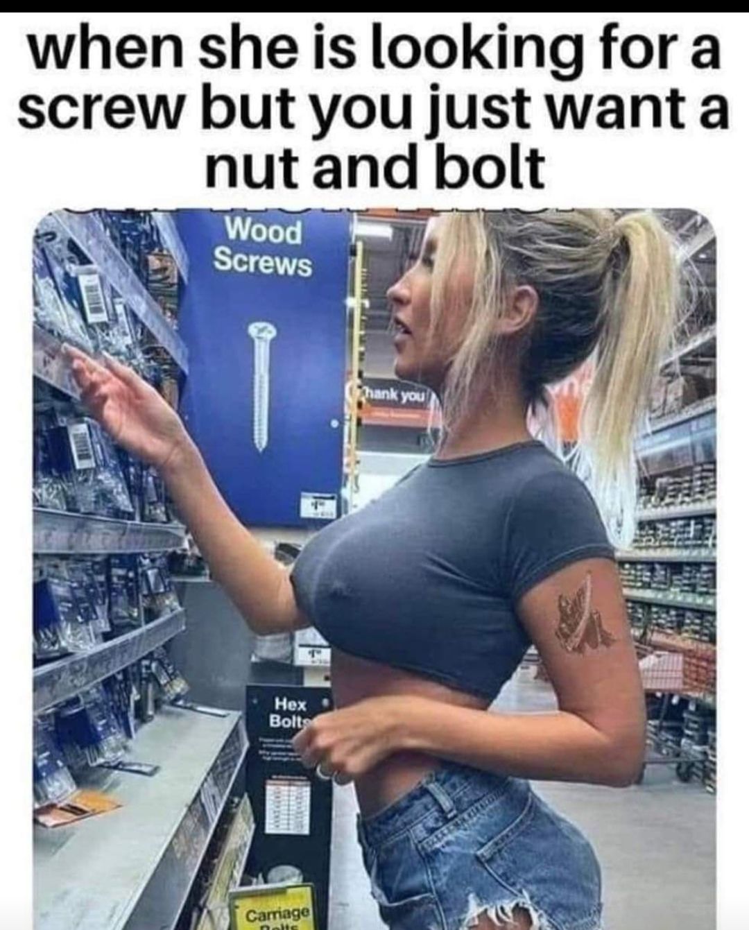 when she is looking for a screw but you just want a nutand bolt Wood