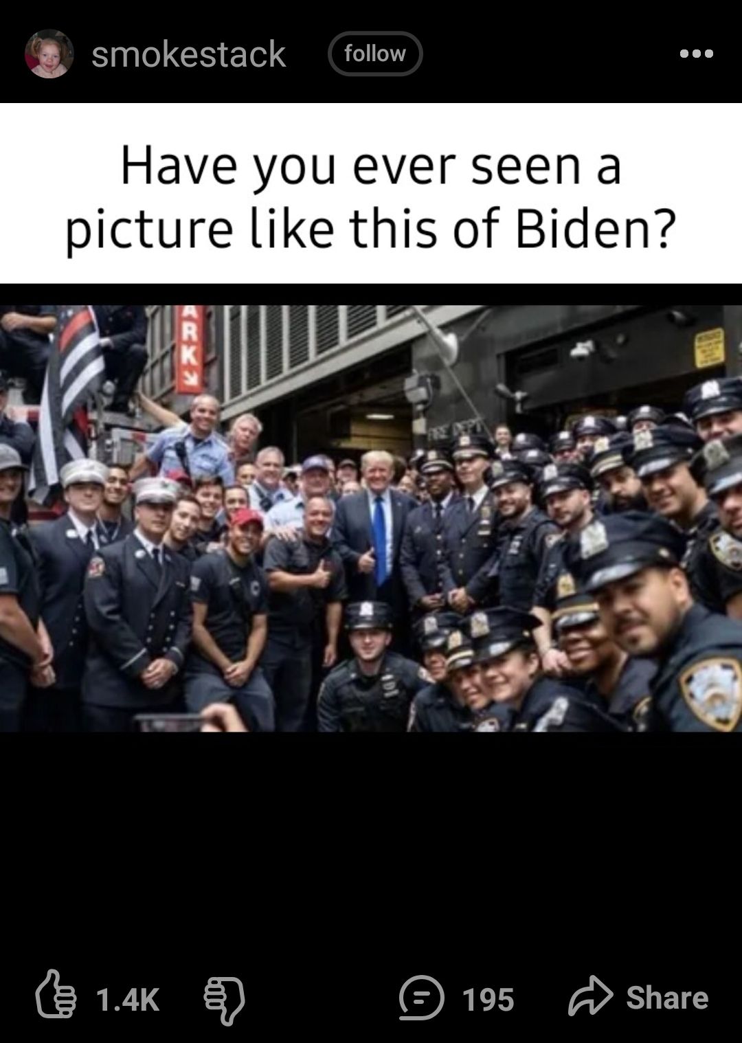 smokestack follow Have you ever seen a picture like this of Biden CRES 2 195 A Share