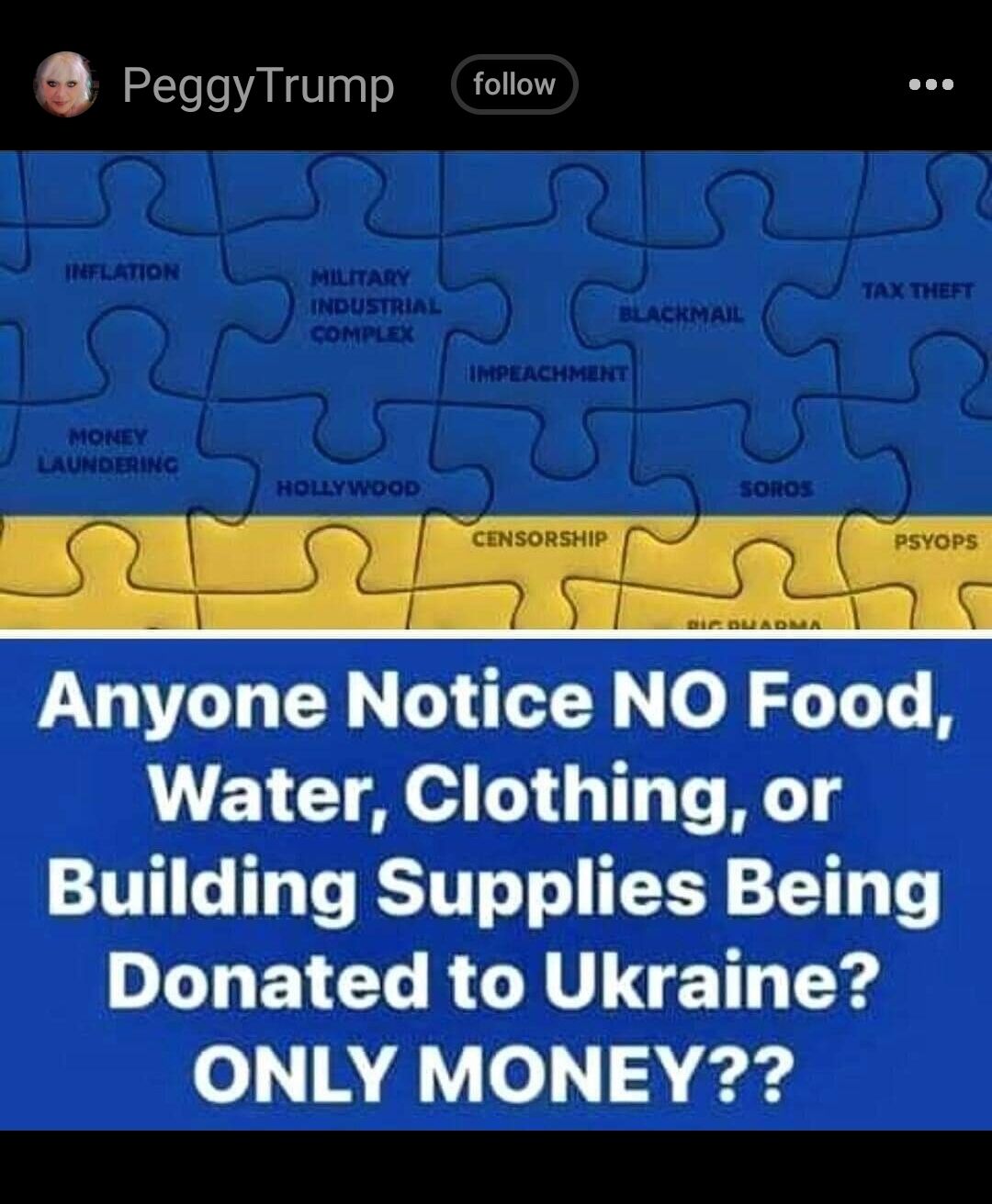 PeggyTrump follow Anyone Notice NO Food EY e 1411 o AT Building Supplies Being DL EY GG RCGAVICETT x4 o 4 o ard