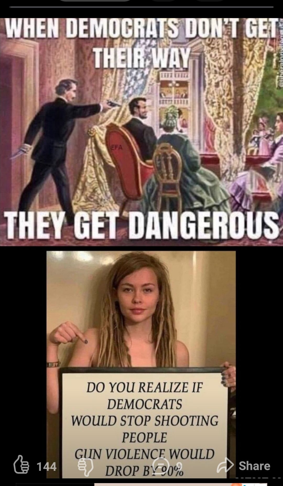 DO YOU REALIZE IF DEMOCRATS WOULD STOP SHOOTING PEOPLE GIIN VIOLENCF WOULD DROP BY 20