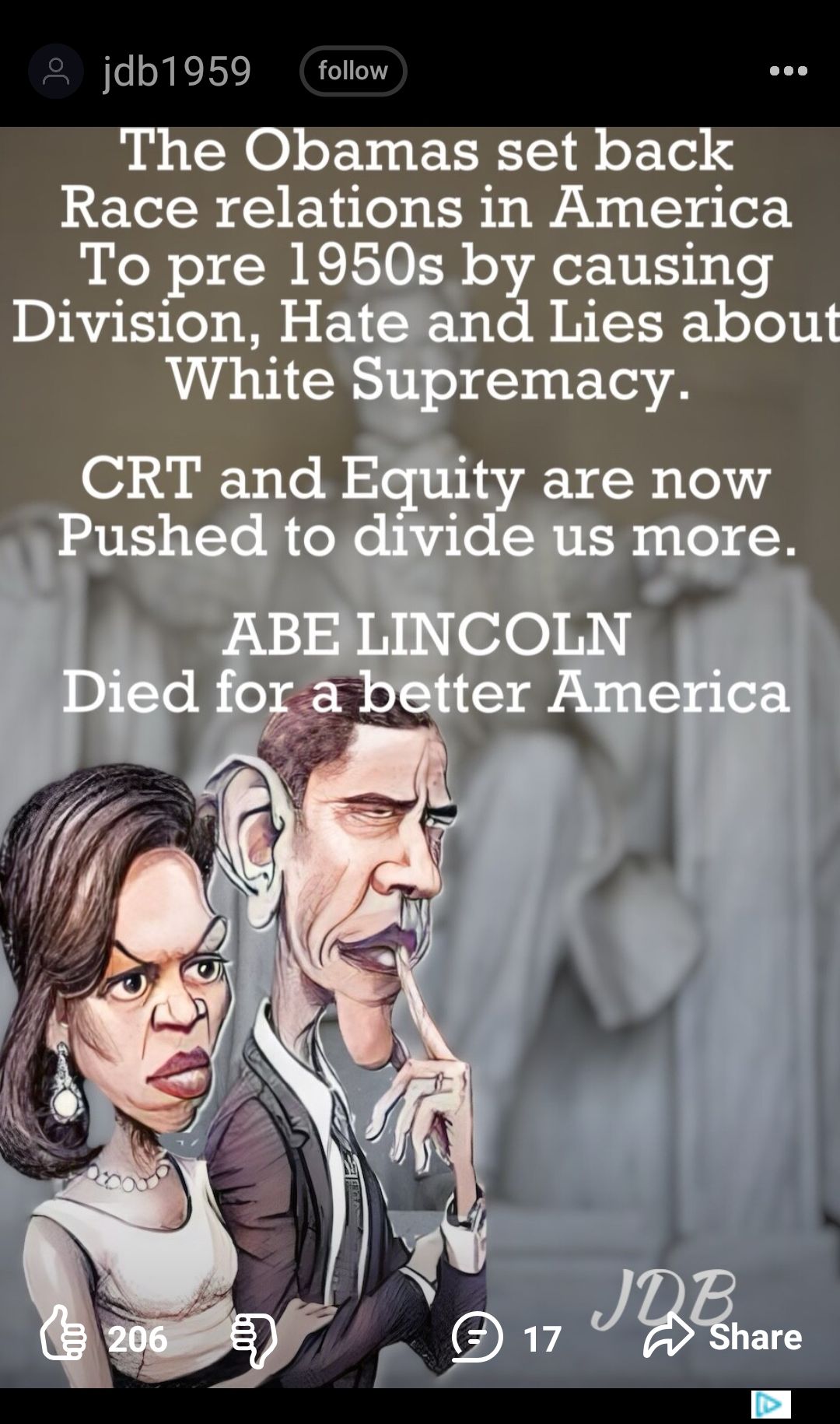 jdb1959 follow EHTENO oY EERTSTl oF Tel 4 Race relations in America To pre 1950s b causing D1v151on Hat L1es about White remacy CRT and Equity are now