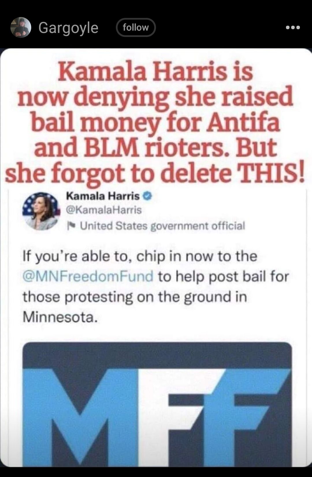 Kamala Harris is now denying she raised bail money for Antifa and BLM rioters But she forgot to delete THIS Kamala Harris If youre able to chip in now to the to help post bail for those protesting on the ground in Minnesota