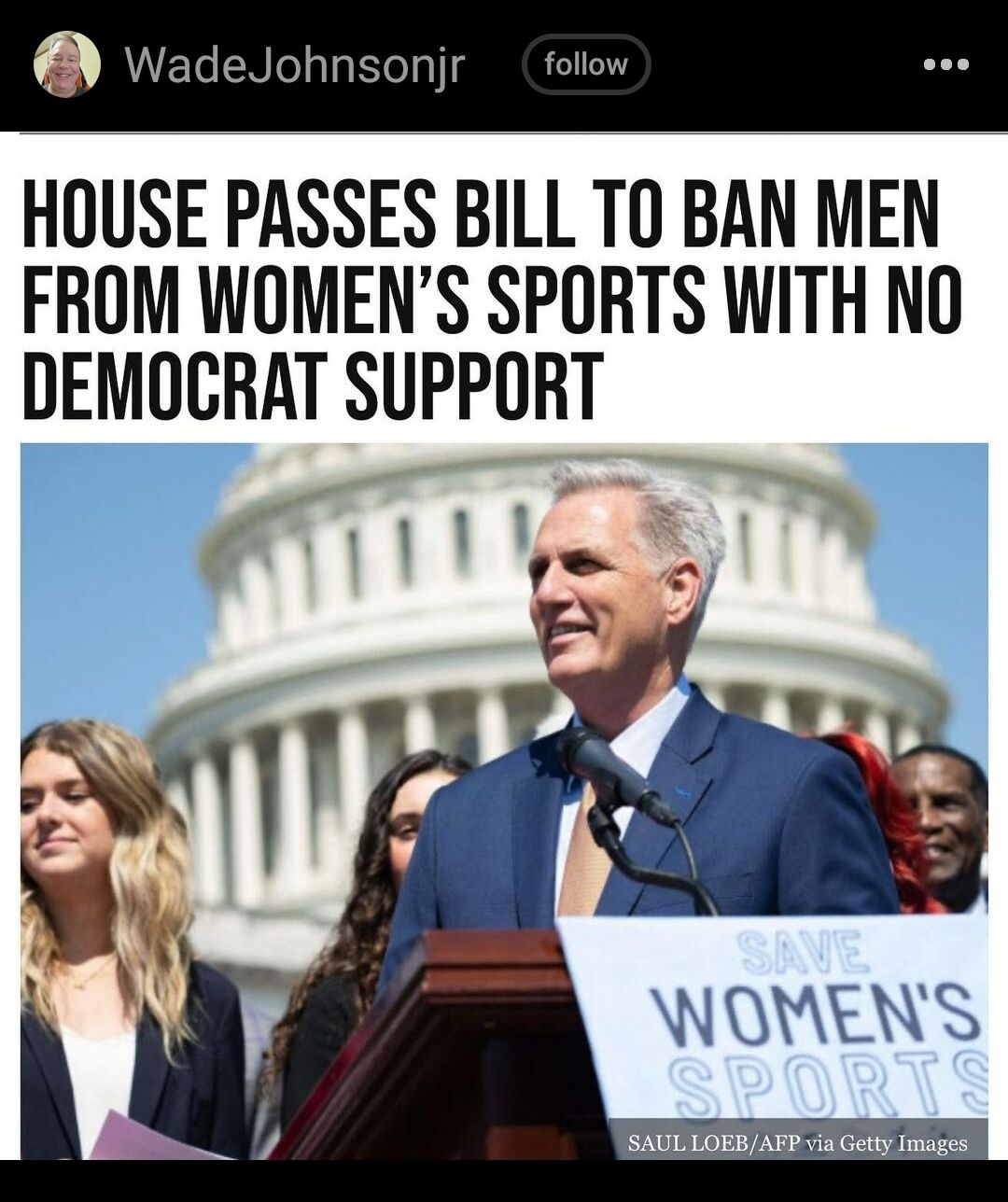 WadeJohnsonjr f HOUSE PASSES BILL T0 BAN MEN FROM WOMENS SPORTS WITH NO DEMOCRAT SUPPORT