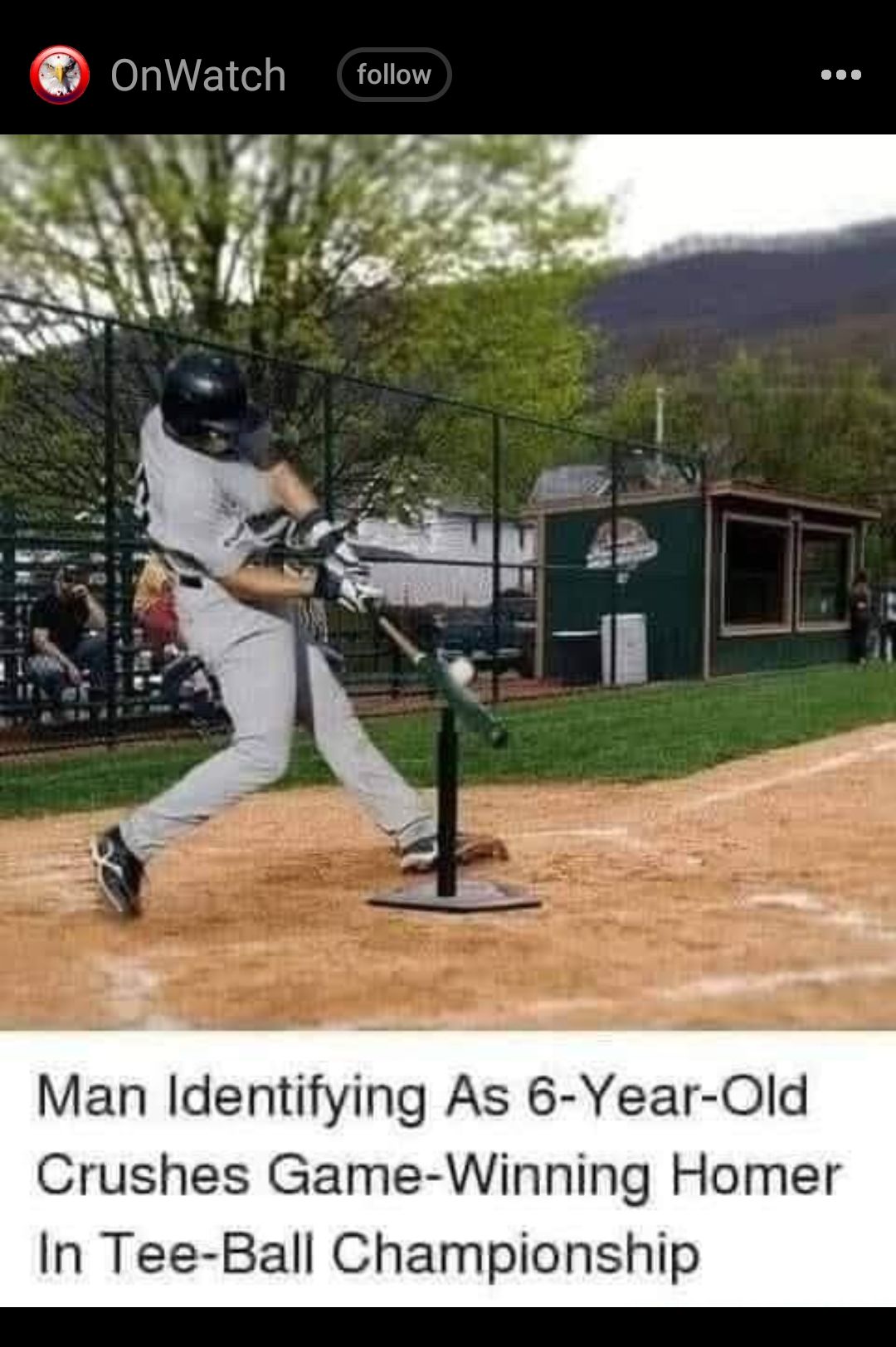 onwatch follow Man Identifying As 6 Year Old Crushes Game Winning Homer In Tee Ball Championship