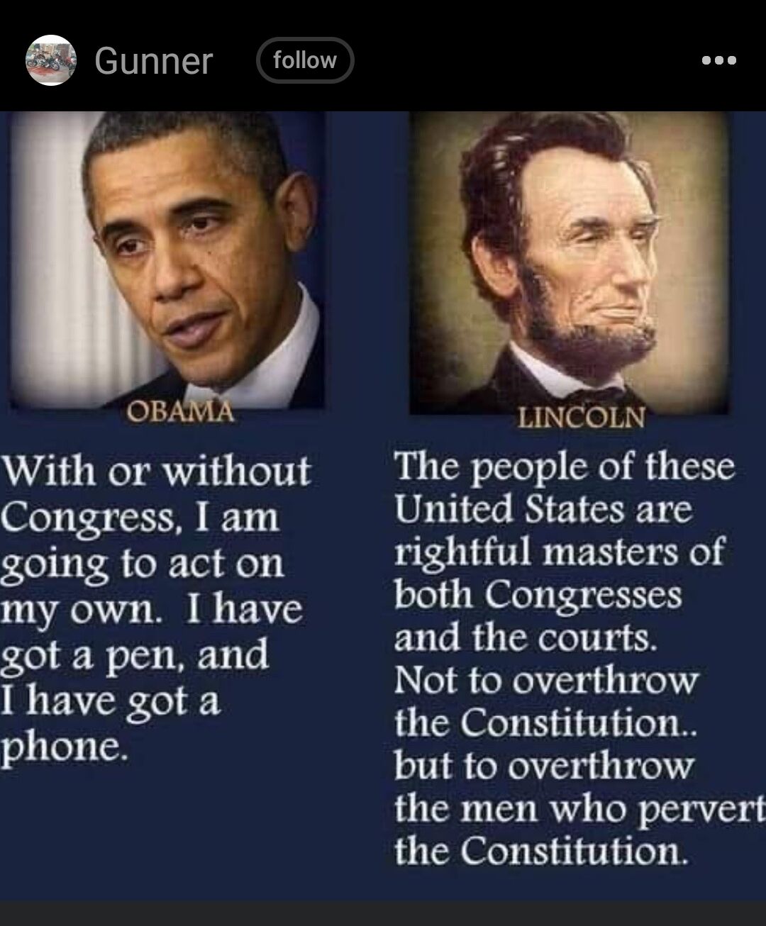 e Gunner follow With or without Congress I am going to act on my own I have got a pen and I have got a phone LINCOLN The people of these United States are rightful masters of both Congresses and the courts Not to overthrow the Constitution but to overthrow the men who pervert the Constitution