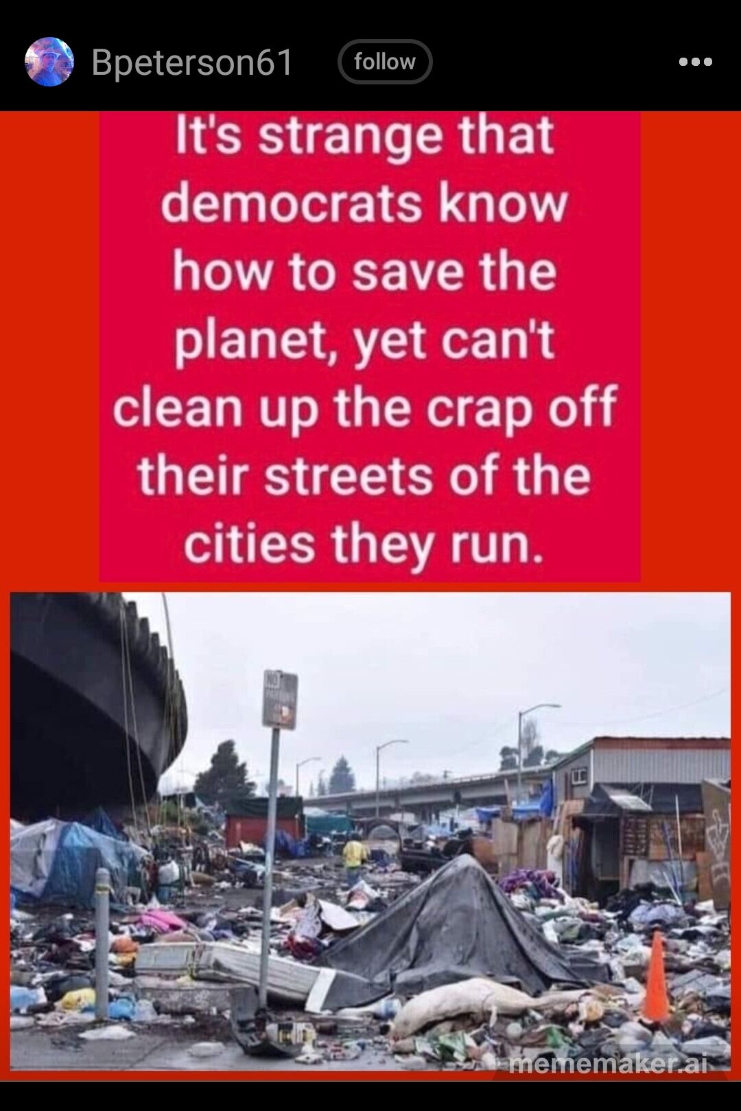 Q Bpeterson61 follow RS R F1 democrats know LYA GIE VR planet yet cant clean up the crap off their streets of the SHESRGEATLE