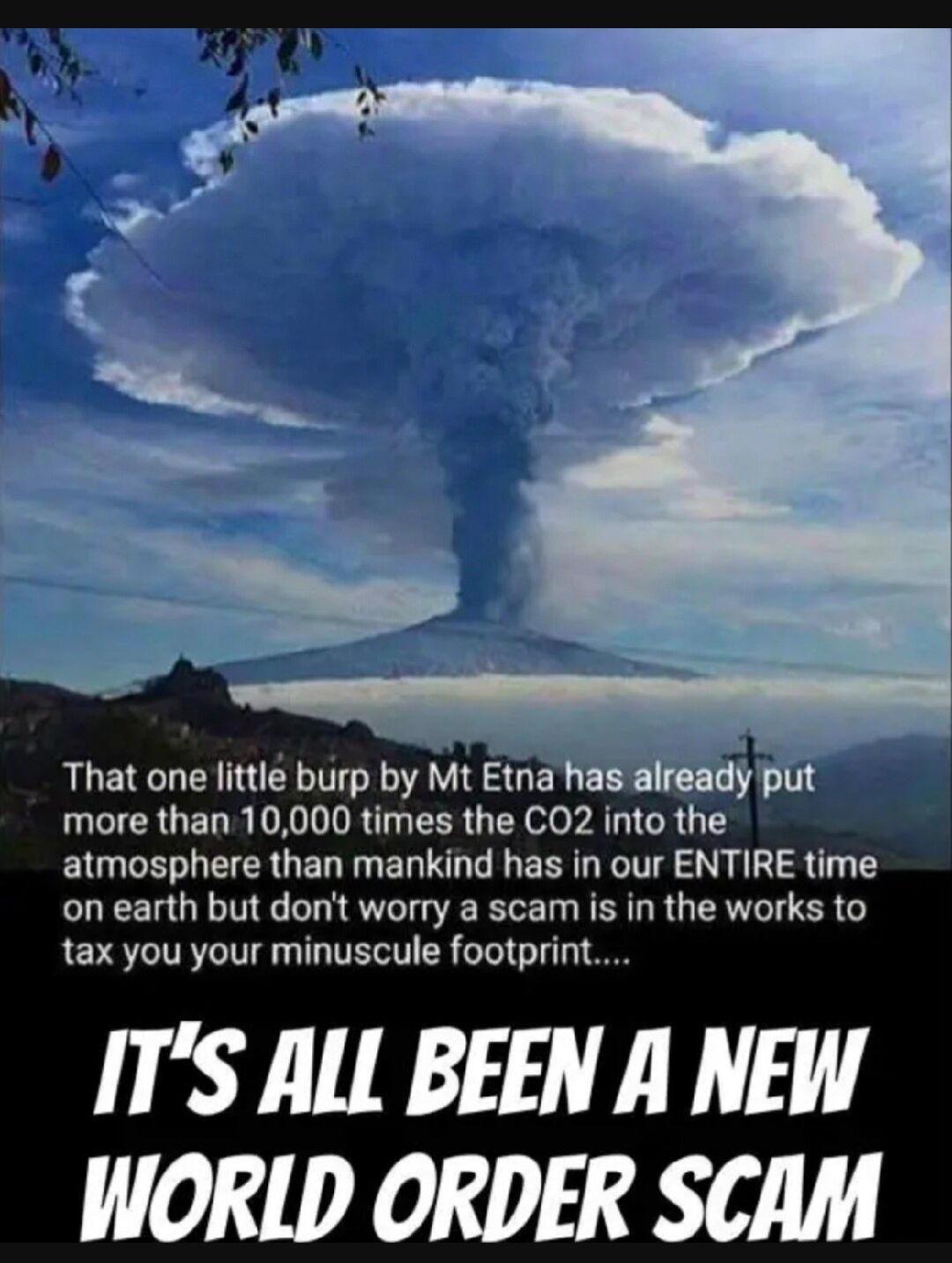 That one little burp by Mt Etna UCIERUELR O RTGEES G T el AL IGET I atmosphere than mankind has in our ENTIRE time on earth but dont worry a scam is in the works to tax you your minuscule footprint ITS ALL BEEN A NEW WORLD ORDER SCAM