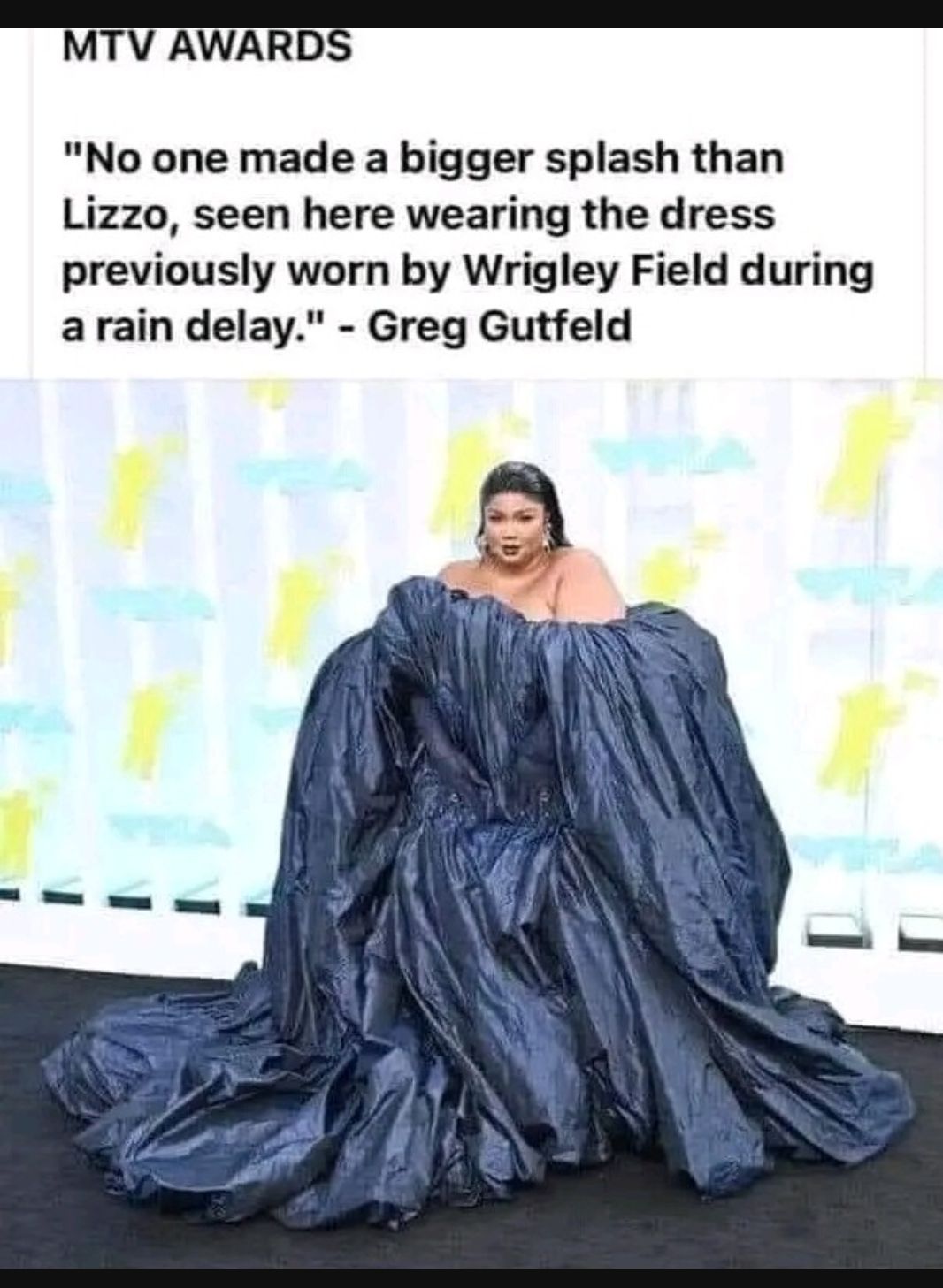 m No one made a bigger splash than Lizzo seen here wearing the dress previously worn by Wrigley Field during arain delay Greg Gutfeld