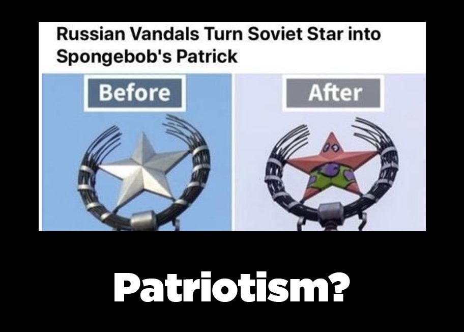 Russian Vandals Turn Soviet Star into Spongebobs Patrick Patriotism