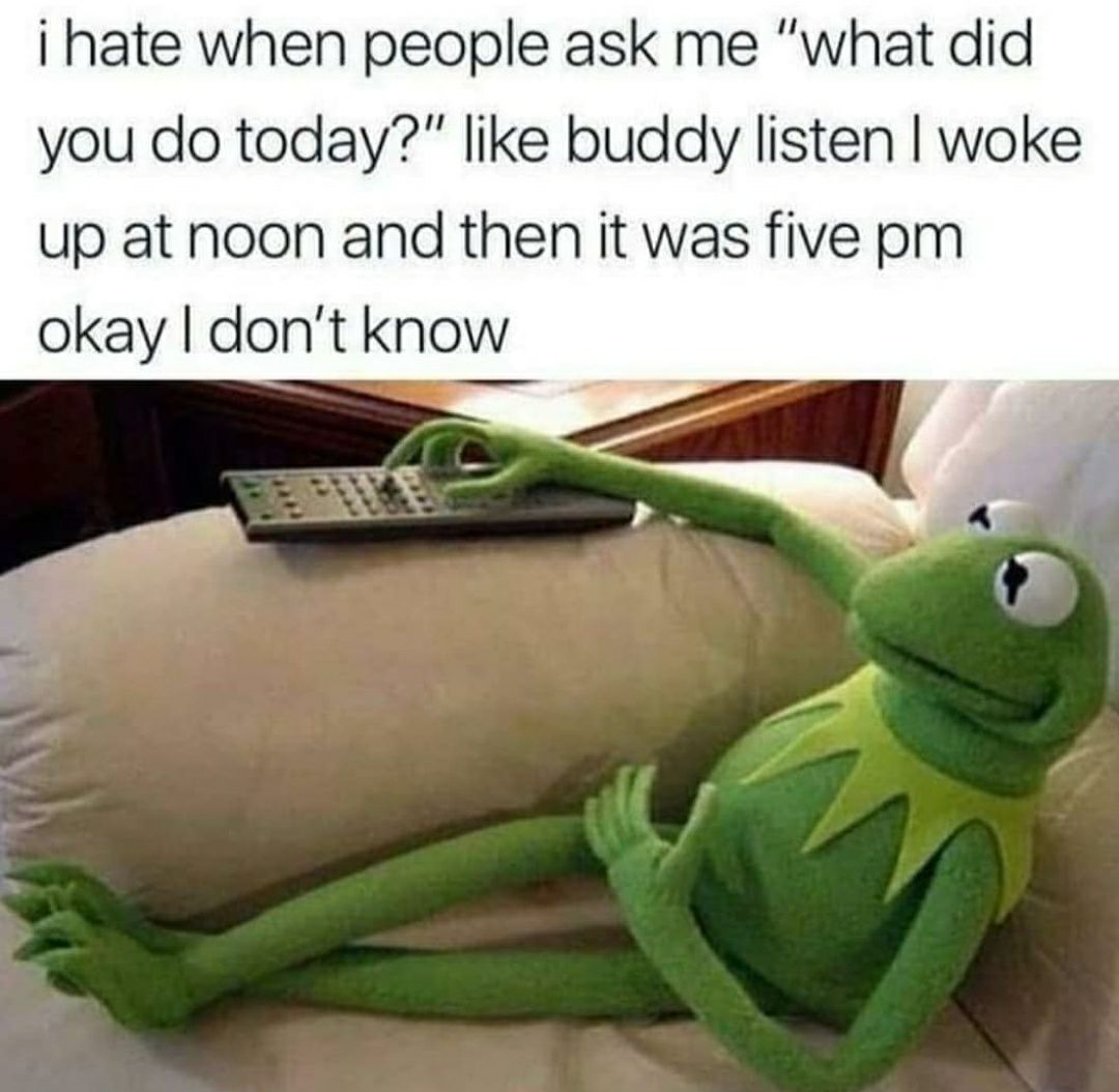 hate when people ask me what did you do today like buddy listen woke up at noon and then it was five pm okay dont know