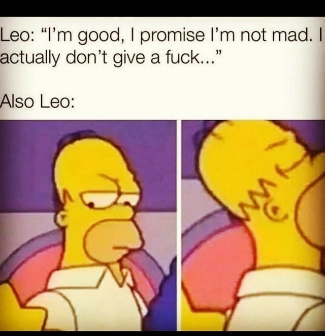 N Leo Im good promise Im not mad actually dont give a fuck Also Leo