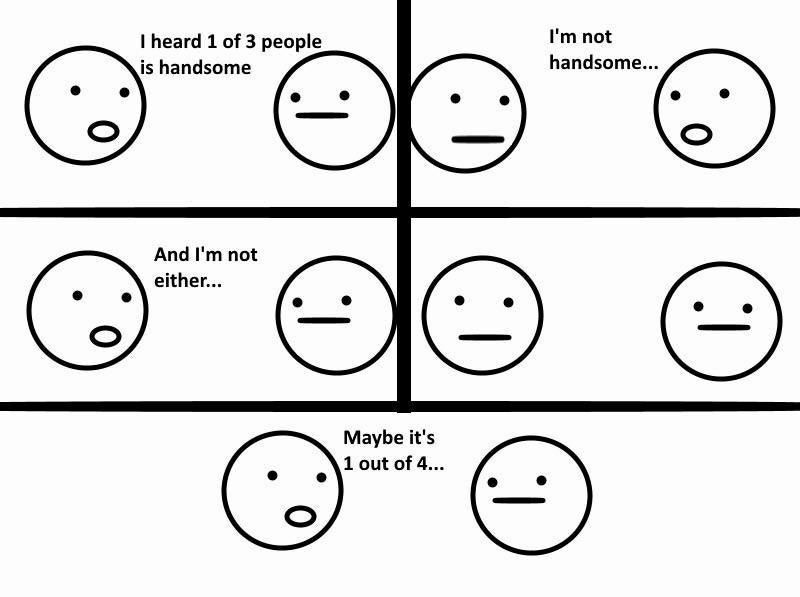 Im not handsome I heard 1 of 3 people is handsome And Im not either Maybe its 1outof4