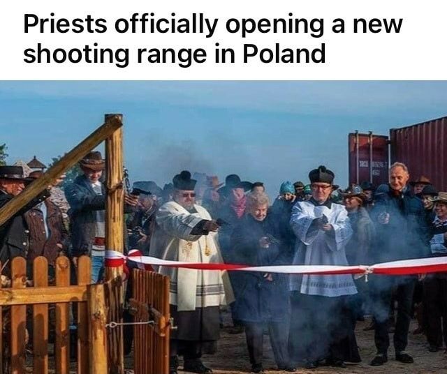 Priests officially opening a new shooting range in Poland