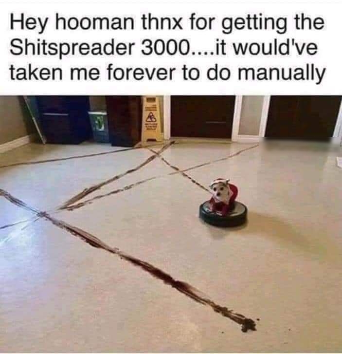 Hey hooman thnx for getting the Shitspreader 3000it wouldve taken me forever to do manually
